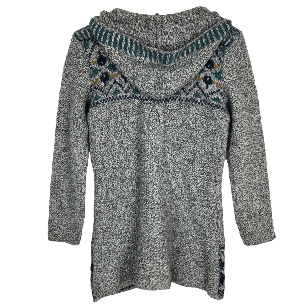 ROYAL ROBBINS Fair Isle Wool Blend Full Zip Hooded Cardigan Women's Sz M Gray - Picture 2 of 10